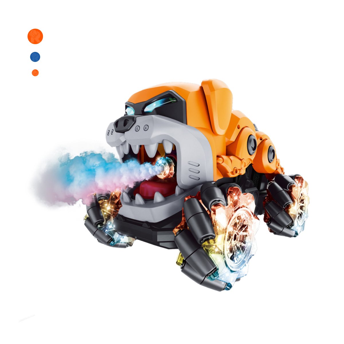 COCHE ACROBATICO FORMA PERRO PARA USO INFANTIL COLOR NARANJA Y+PAPEL REGALO - 1