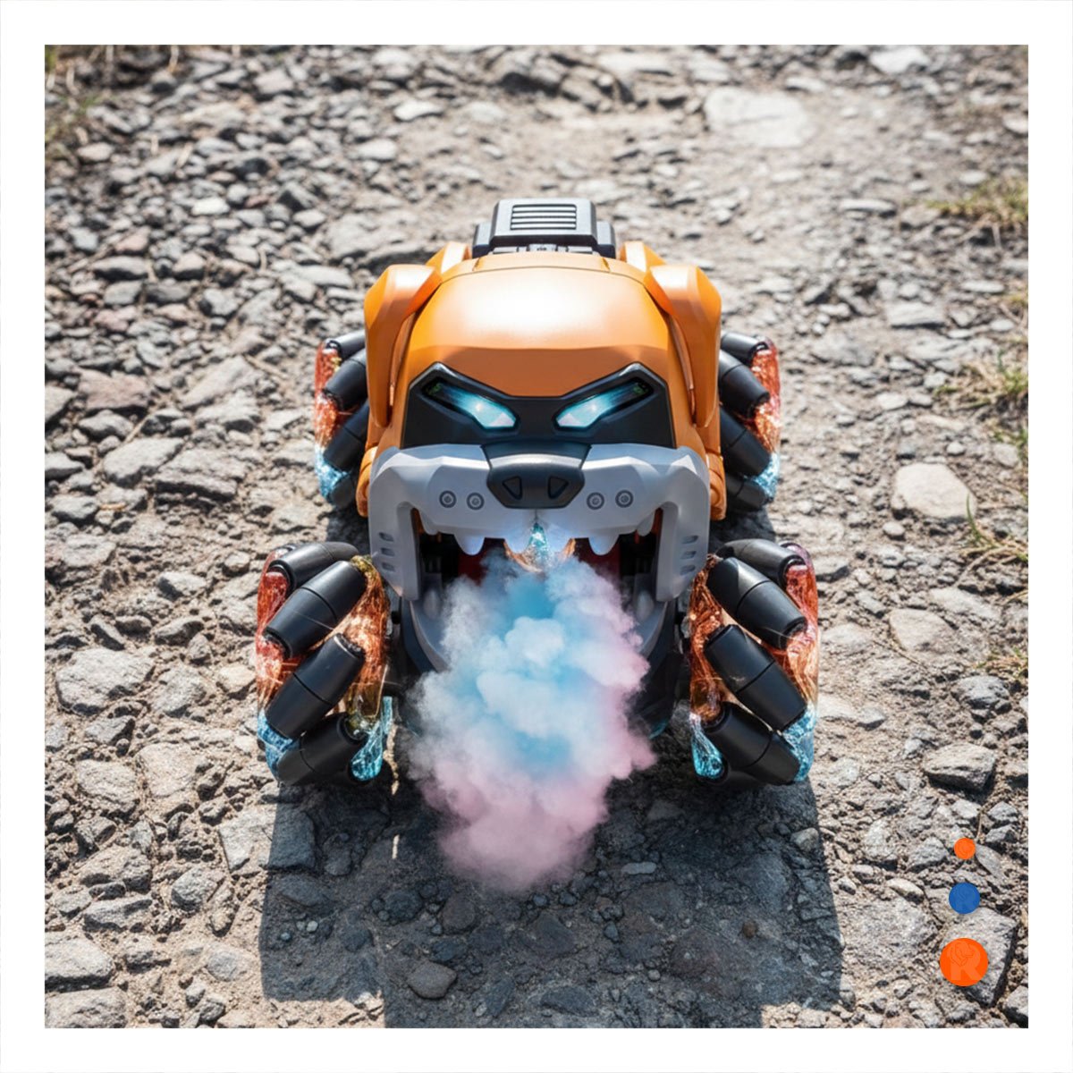 COCHE ACROBATICO FORMA PERRO PARA USO INFANTIL COLOR NARANJA Y+PAPEL REGALO - 2