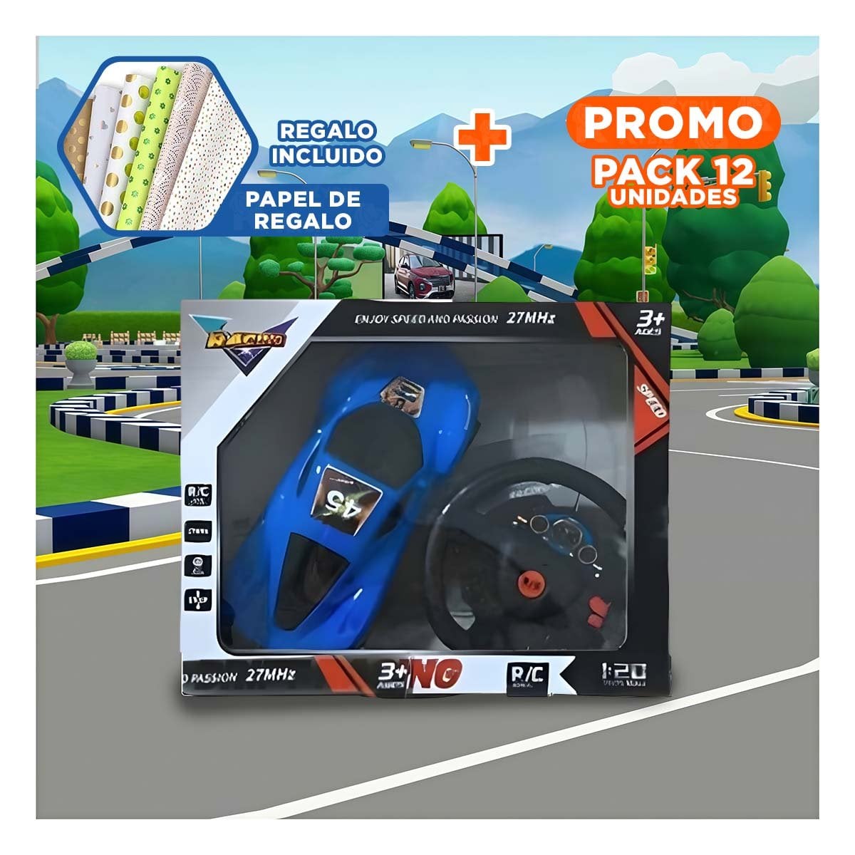 PACK12 VERSION MOVIL REMOTO AZUL ESTILO LLAMATIVO PARA HOGAR CON RESPUESTA Y+PAPEL REGALO - 1