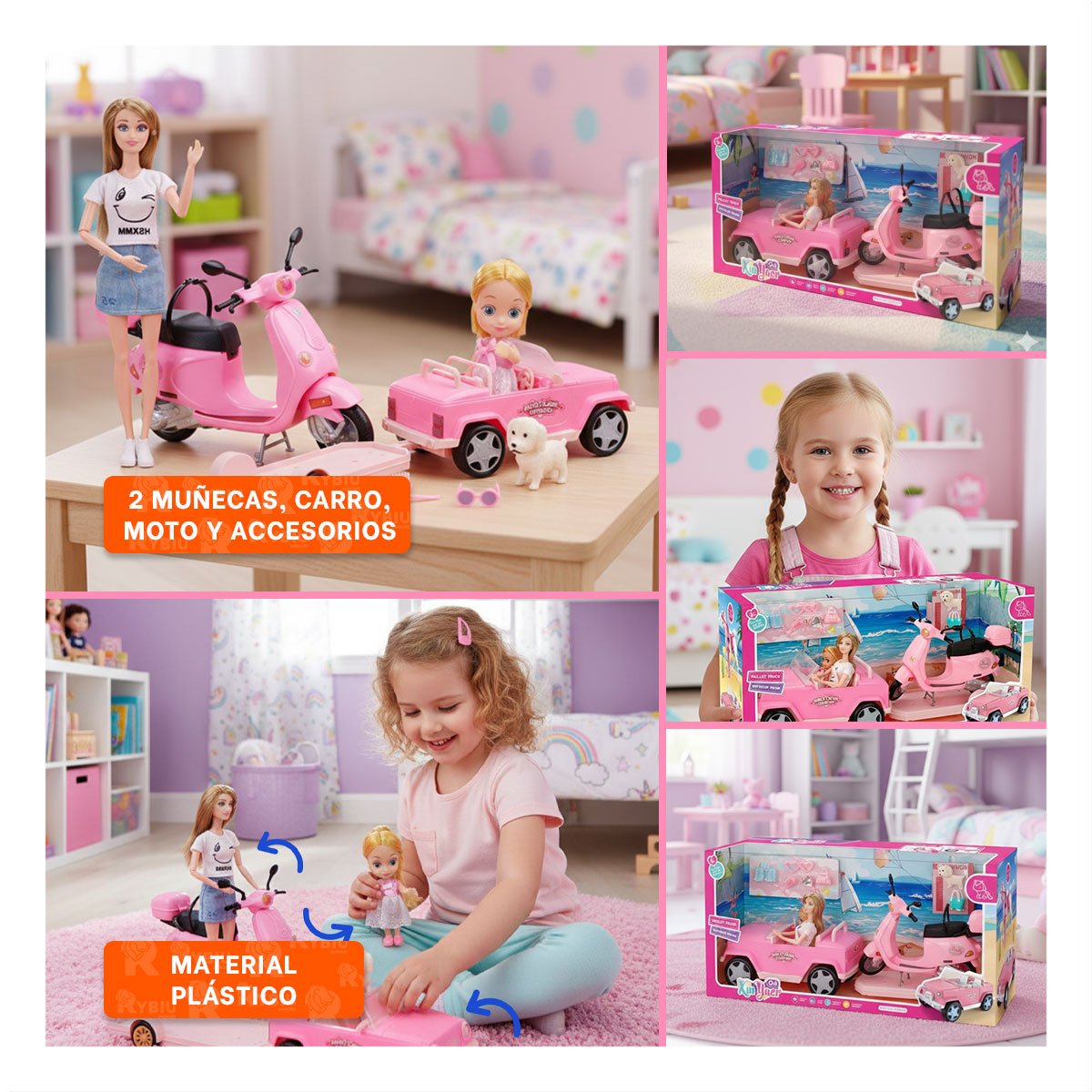 SET DE TRANSPORTE Y MOTO CON PERSONAJES Y ACCESORIOS PARA JUEGO RECREATIVO - 5