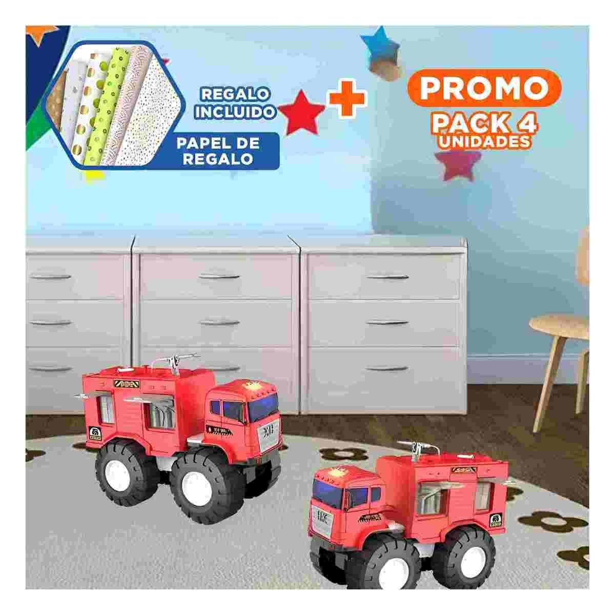 PACK4 ACCION BOMBERO ROJO EN BOLSA JUGUETE CLASICO PARA JUEGO SEGURO EN CASA Y+PAPEL REGALO - 1
