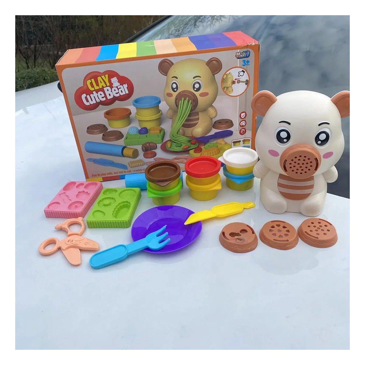 PACK4 MATERIAL DE JUEGO DE PLASTILINA CON ACCESORIOS OSO PARA NINOS - 3