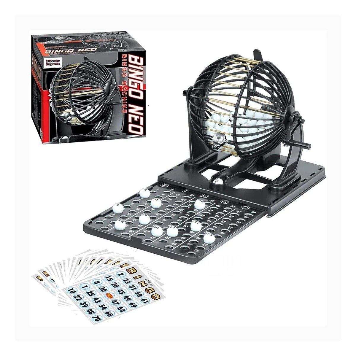 PACK4 EQUIPO DE MESA BINGO NEGRO CON CENTRO DE METAL PARA JUEGOS RECREATIVOS Y+PAPEL REGALO - 3