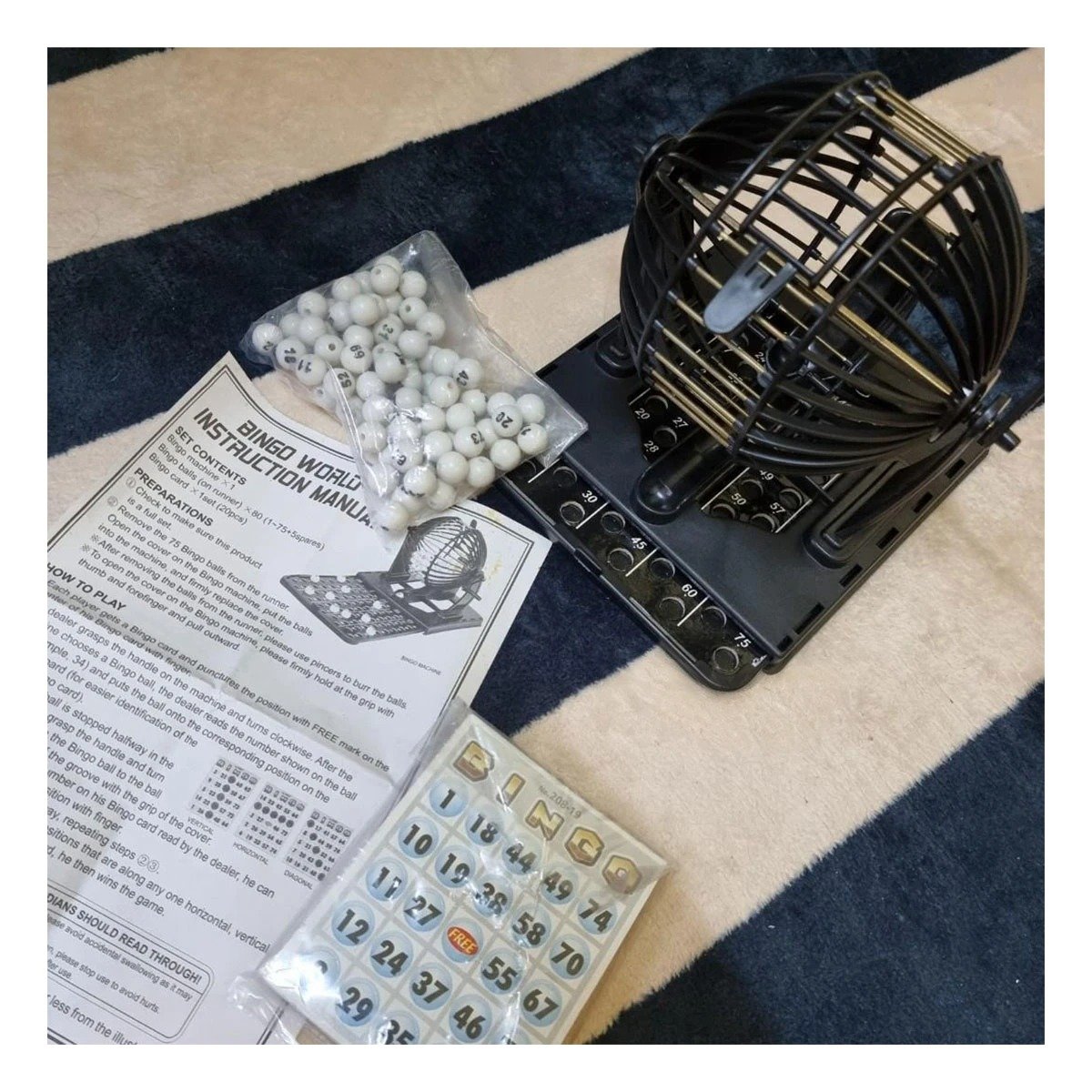 PACK4 EQUIPO DE MESA BINGO NEGRO CON CENTRO DE METAL PARA JUEGOS RECREATIVOS Y+PAPEL REGALO - 5