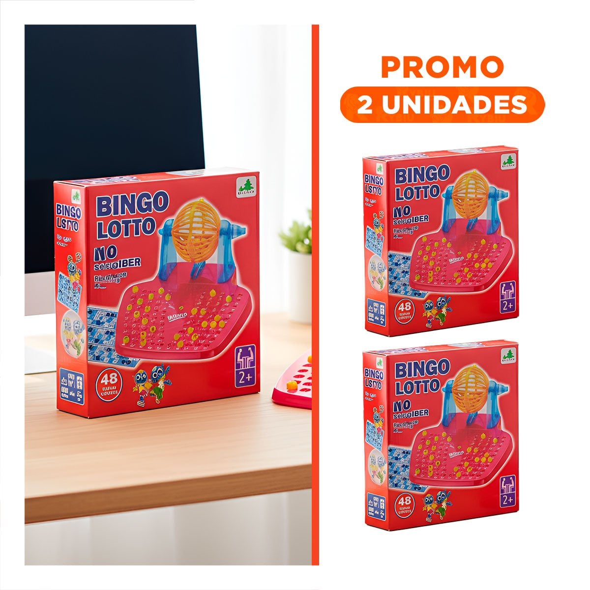 PACK2 ENTRETENIMIENTO SOCIAL BINGO FAMILIAR CON 48 CARTAS - 1