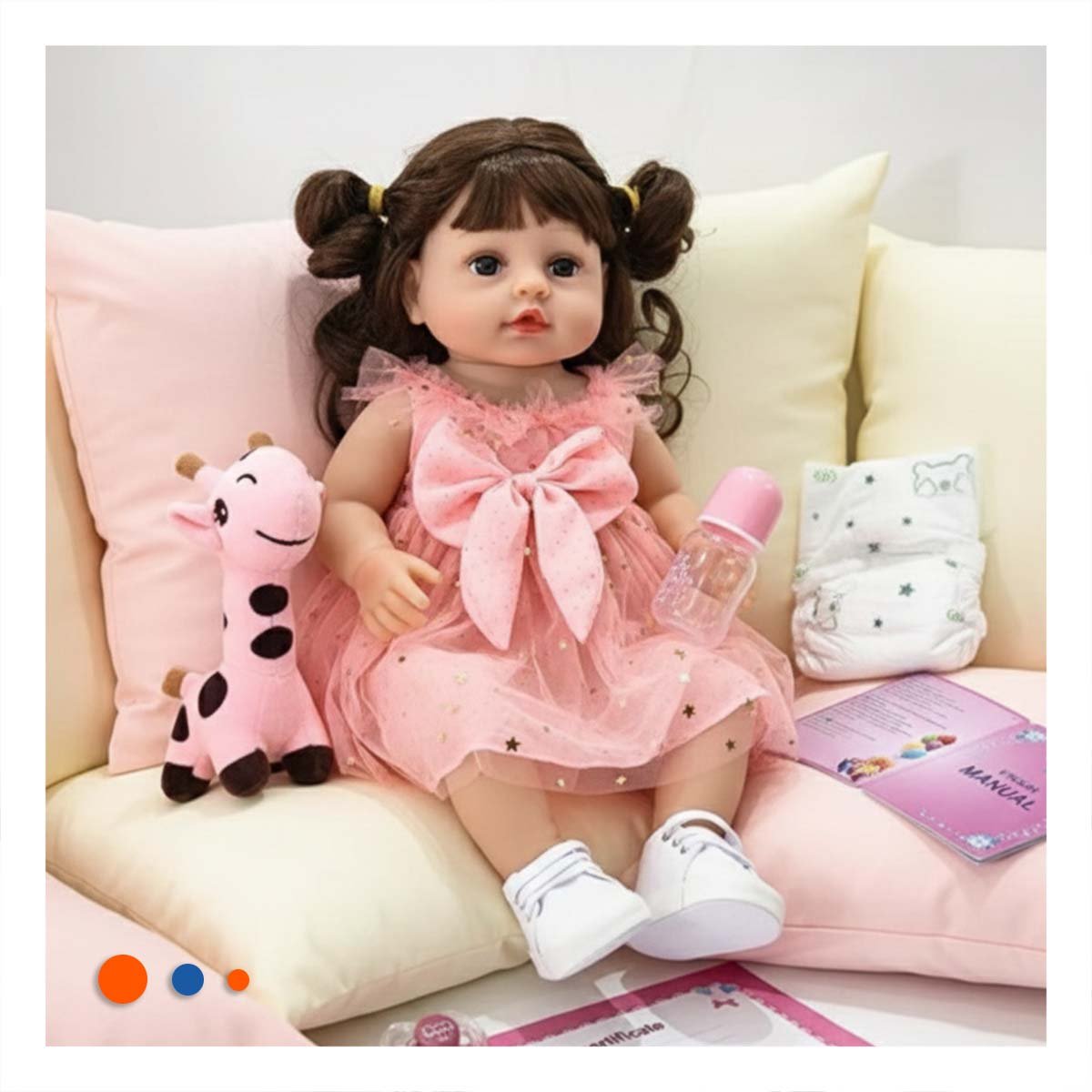 TRAJE INFANTIL ROSADO EN TULL CON ESTRELLAS ESTILO ENCANTADOR 45 CM Y+REGALO STICKER - 2
