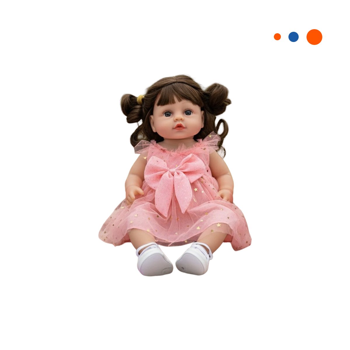 TRAJE INFANTIL ROSADO EN TULL CON ESTRELLAS ESTILO ENCANTADOR 45 CM Y+REGALO STICKER - 3