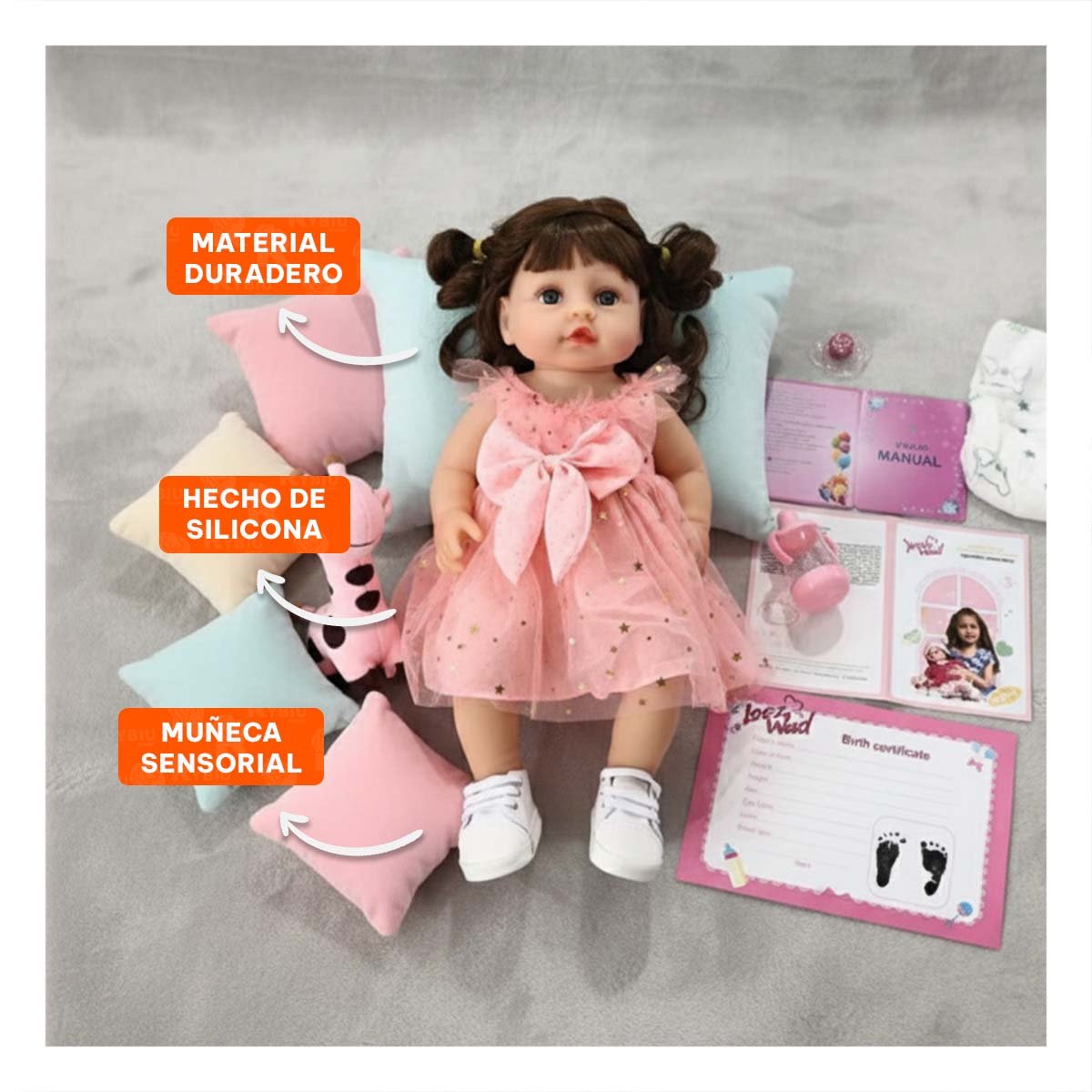 TRAJE INFANTIL ROSADO EN TULL CON ESTRELLAS ESTILO ENCANTADOR 45 CM Y+REGALO STICKER - 5