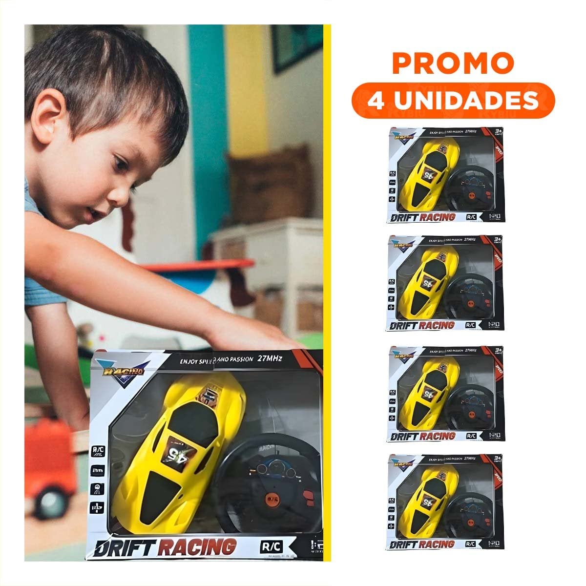 PACK4 ROBUSTO CONTROL REMOTO AMARILLO PARA HOGAR Y+REGALO STICKER - 1