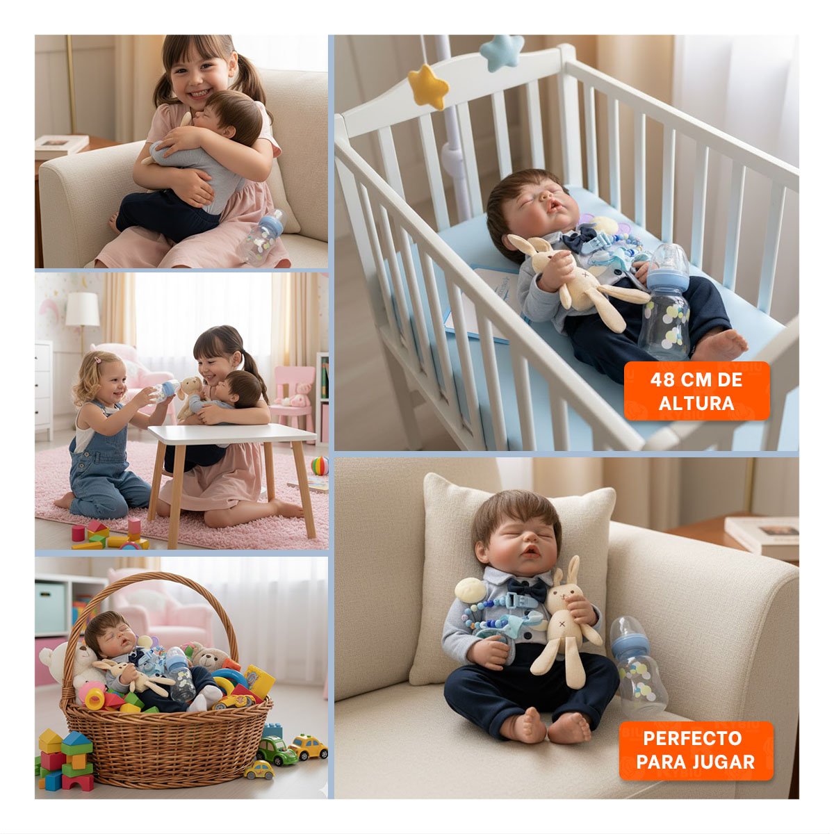 PEQUEÑO COMPAÑERO 48CM CON ROPA FORMAL PLOMO Y AZUL NOCHE PARA HIJOS Y+LIGAS REGALO - 5