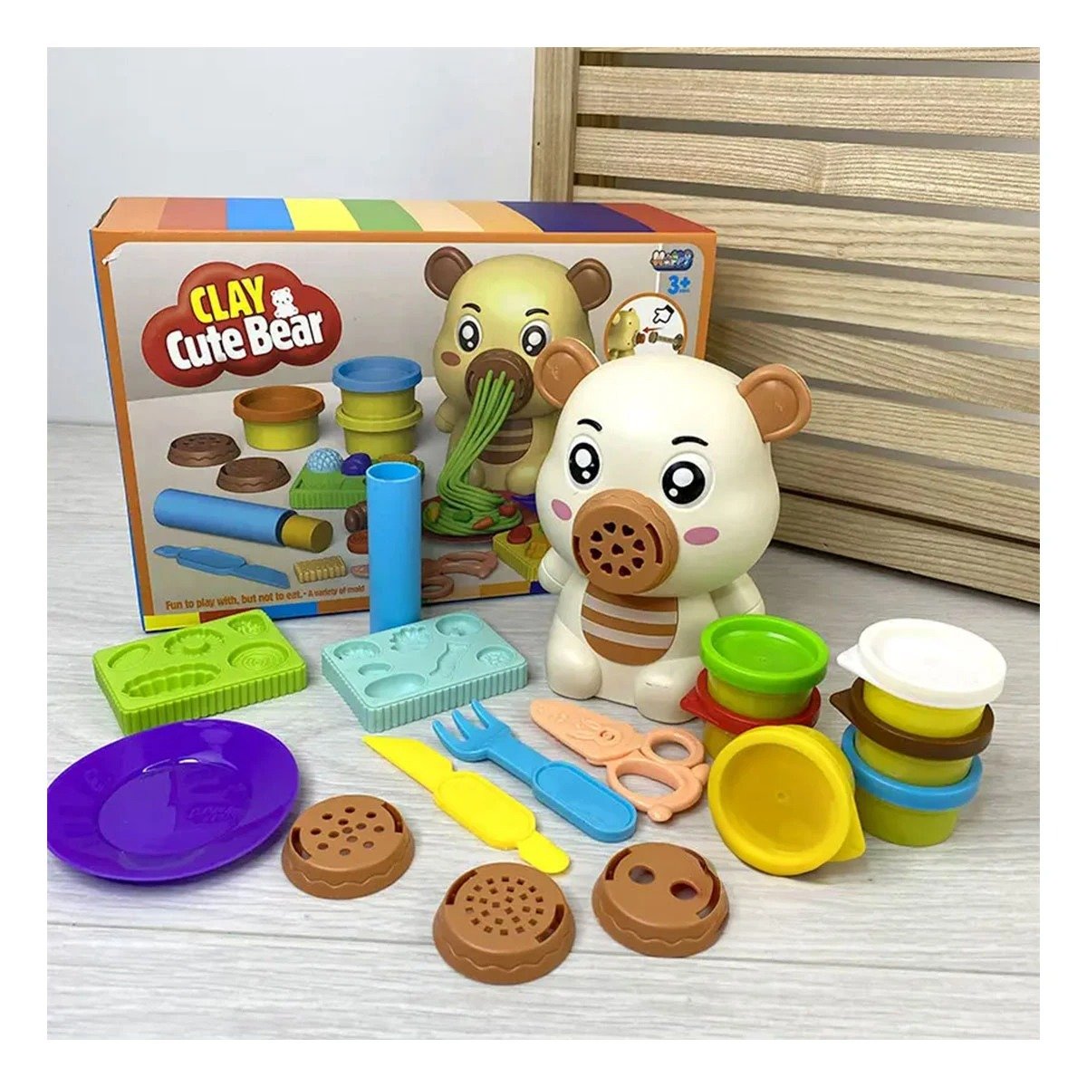 PACK4 MATERIAL DE PLASTILINA CON ACCESORIOS OSO PARA JUEGO INFANTIL HOGAR PERU Y+PAPEL REGALO - 5