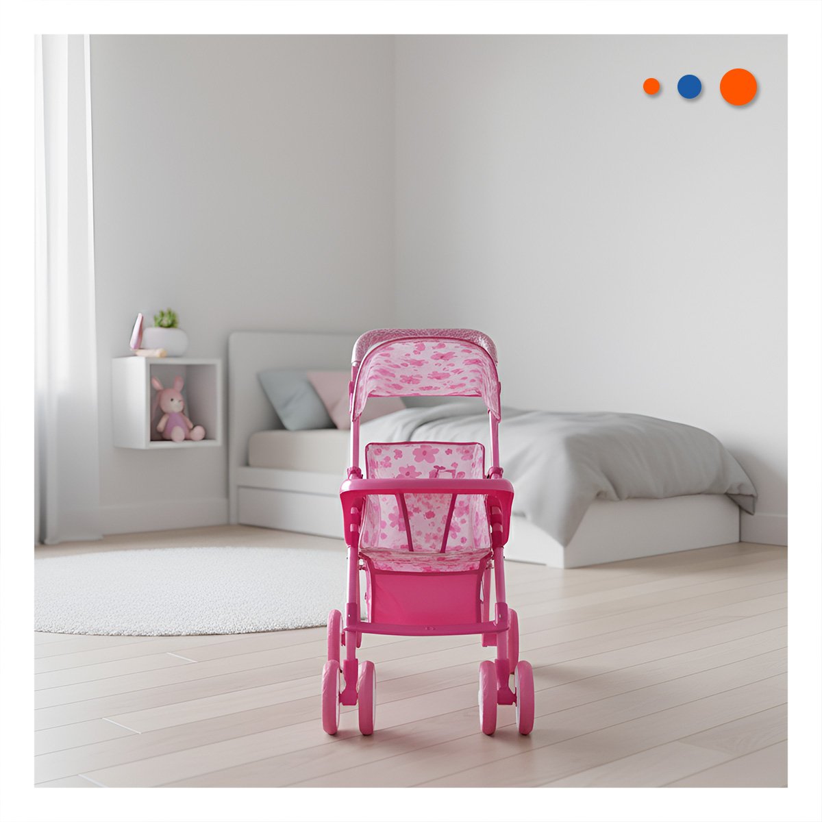 PACK2 VEHICULO INFANTIL CON ESTAMPADO FLORAL PARA CASA EN ROSADO 68CM Y+REGALO STICKER - 3