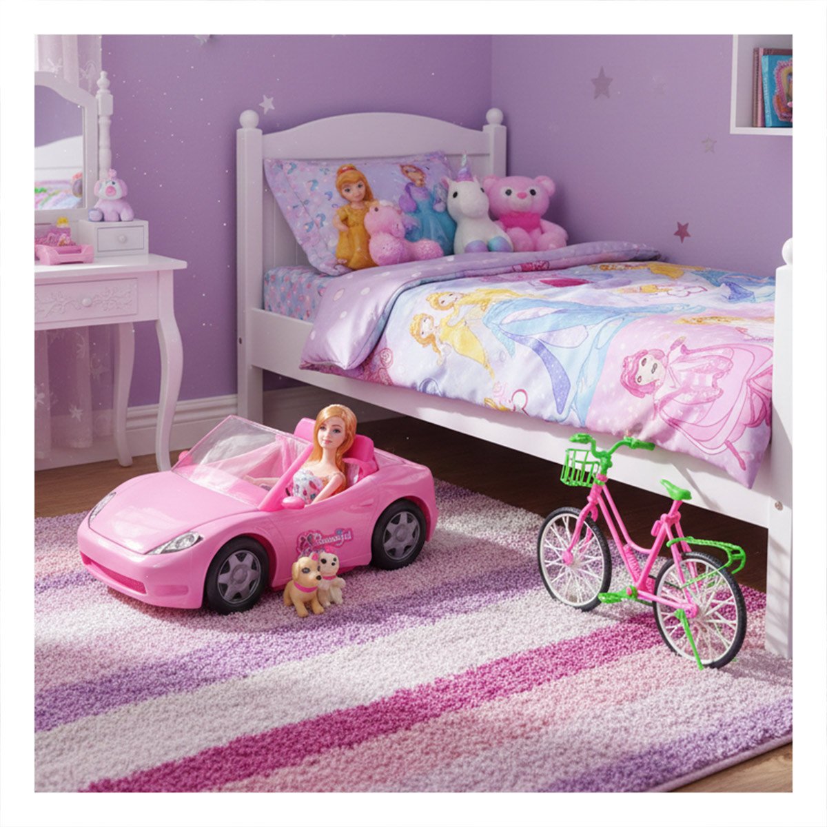 VEHICULO DE JUEGO CON BICICLETA FIGURAS Y PERROS PARA DIVERSION CREATIVA EN EL HOGAR - 2
