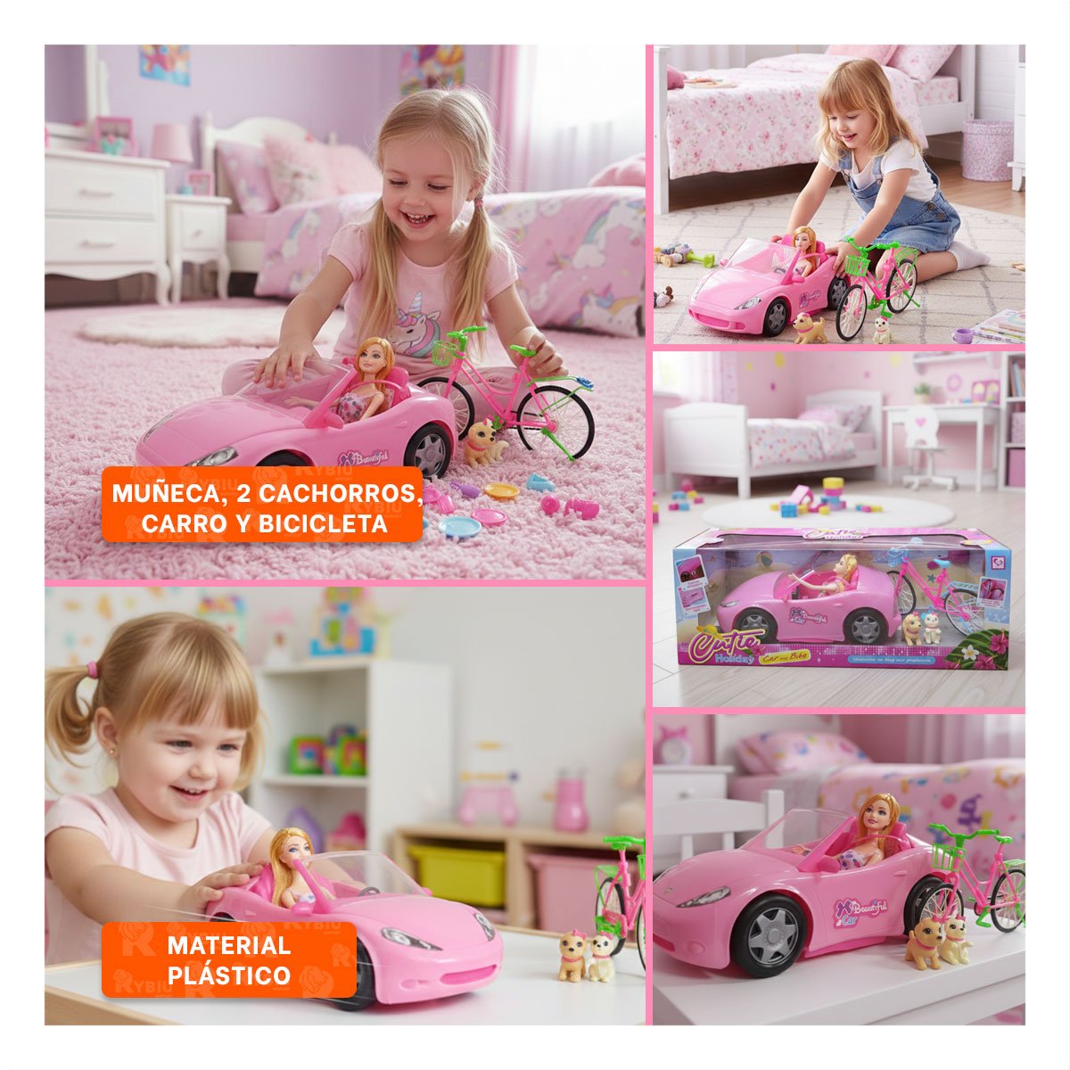 VEHICULO DE JUEGO CON BICICLETA FIGURAS Y PERROS PARA DIVERSION CREATIVA EN EL HOGAR - 5