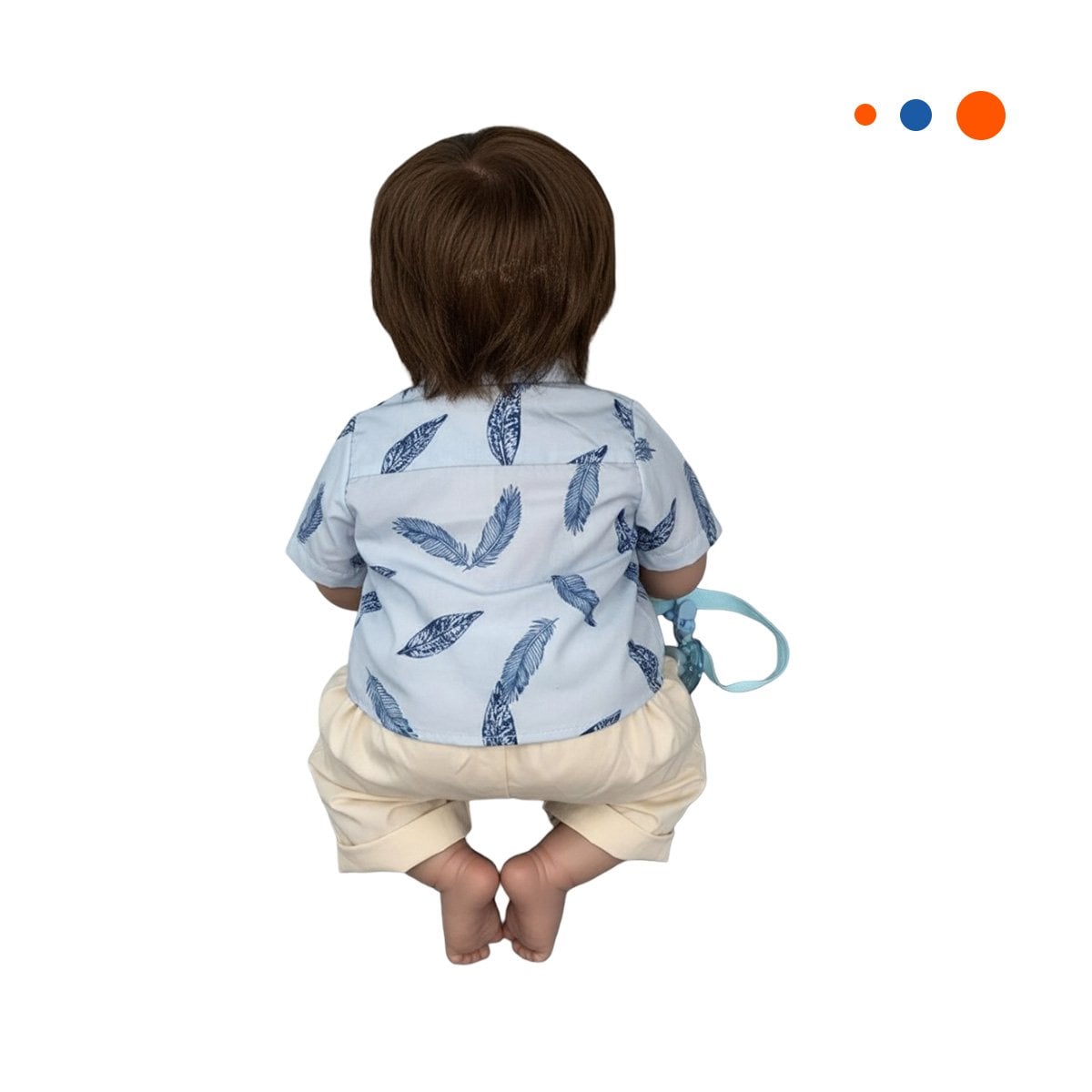PEQUEÑO COMPAÑERO 48CM CON CAMISA HOJAS CELESTE Y BEIGE EN DOMICILIO Y+REGALO STICKER - 3