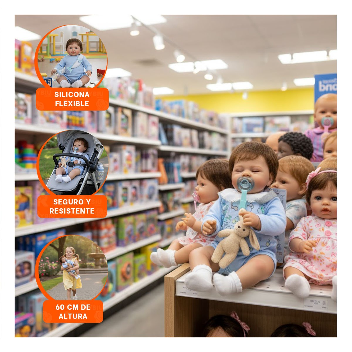 PACK2 PEQUEÑO COMPAÑERO 60CM CON PIJAMA Y BABERO CELESTE PARA TODOS LOS PADRES Y+PAPEL REGALO - 5