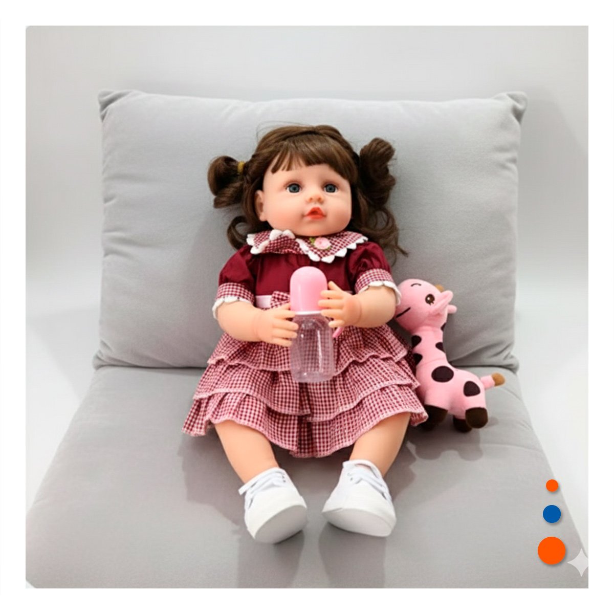 PACK2 PEQUEÑA COMPAÑERA CON VESTIDO VOLADOS GUINDA PARA LOS PADRES Y+PAPEL REGALO - 2