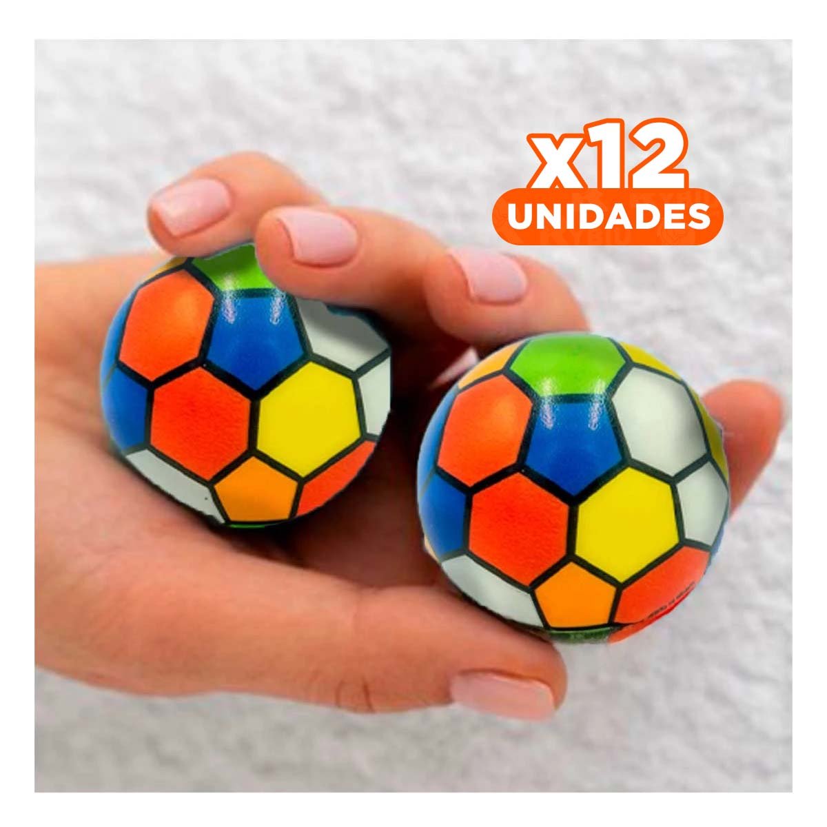 PACK12 PRESENTACION DE PELOTAS ANTIESTRES SET12 FUTBOL COLORES PARA RELAX Y+PAPEL REGALO - 1