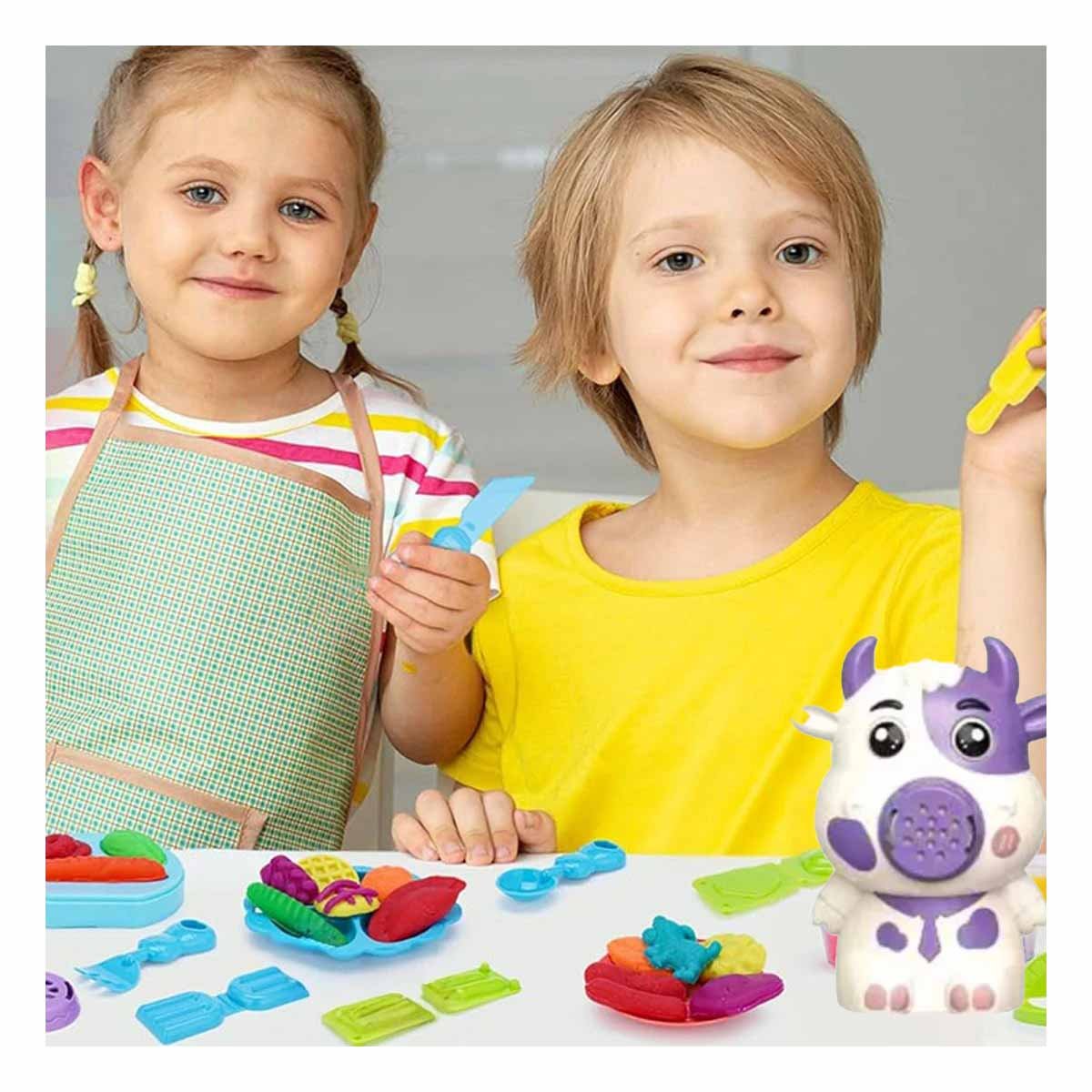 PACK6 MODELO INFANTIL DE PLASTILINA CON ACCESORIOS VACA PARA NINOS Y+REGALO STICKER - 3