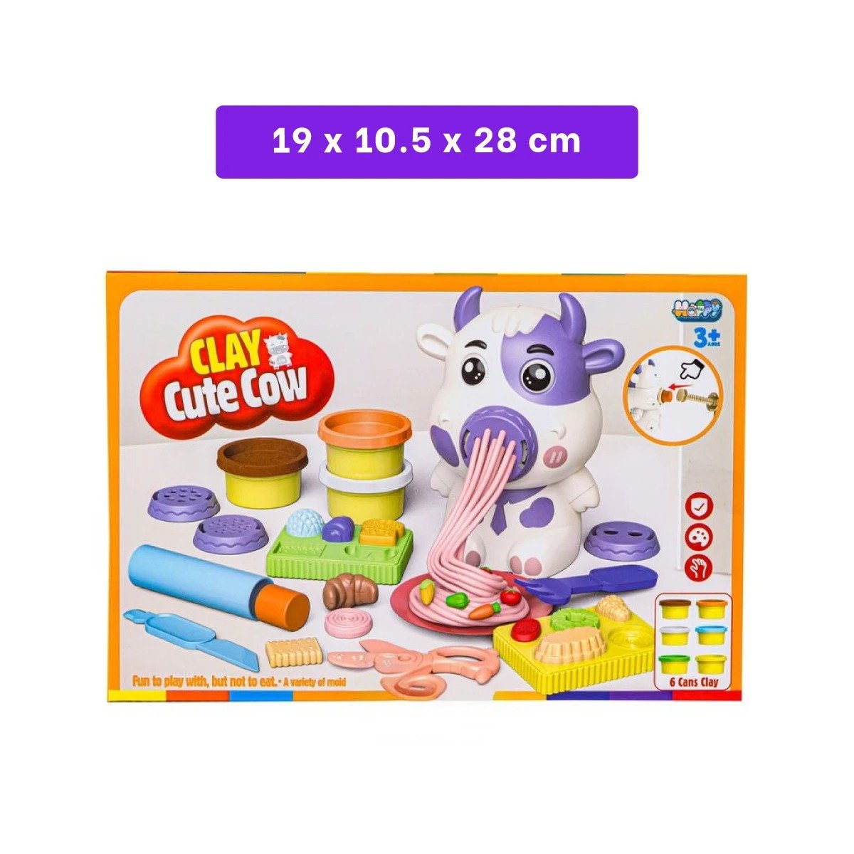 PACK6 MODELO INFANTIL DE PLASTILINA CON ACCESORIOS VACA PARA NINOS Y+REGALO STICKER - 4