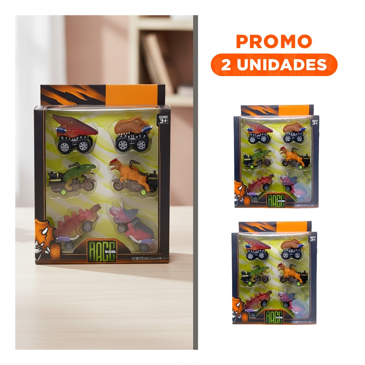 PACK2 MOTO MULTICOLOR DINO SET 2 PARA NIÑOS JUEGO SEGURO - 1