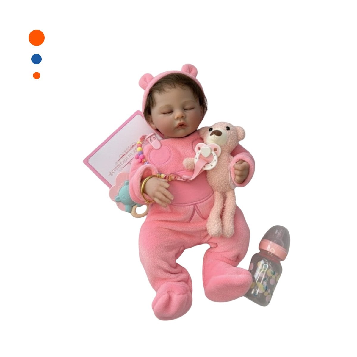 PACK2 RECIEN NACIDA SINTETICA 48CM CON PIJAMA ENTERIZO Y GORRO ROSADO Y+REGALO STICKER - 2