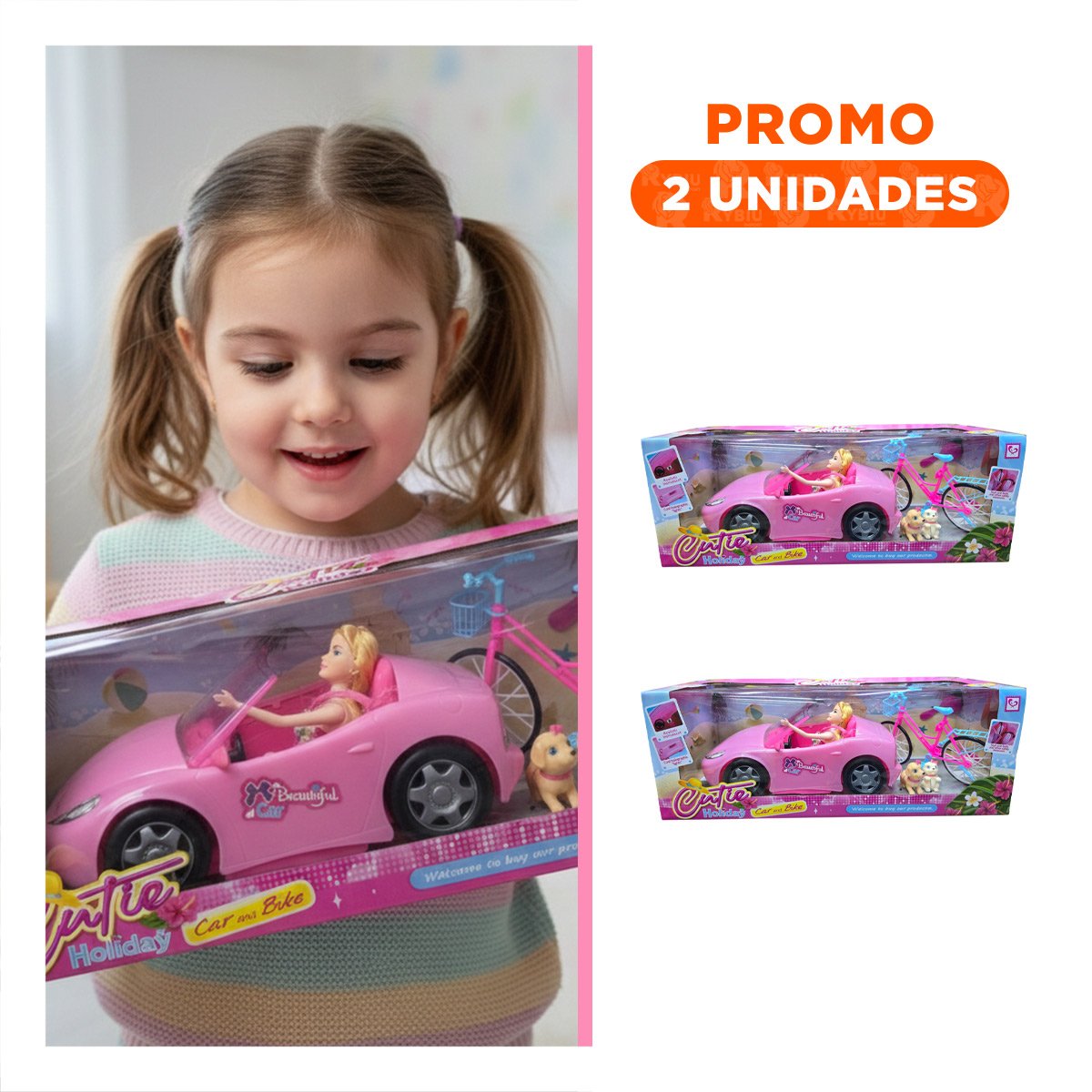 PACK2 VEHICULO DE AVENTURA CON BICICLETA Y MASCOTAS PARA JUEGO IMAGINATIVO EN CASA - 1