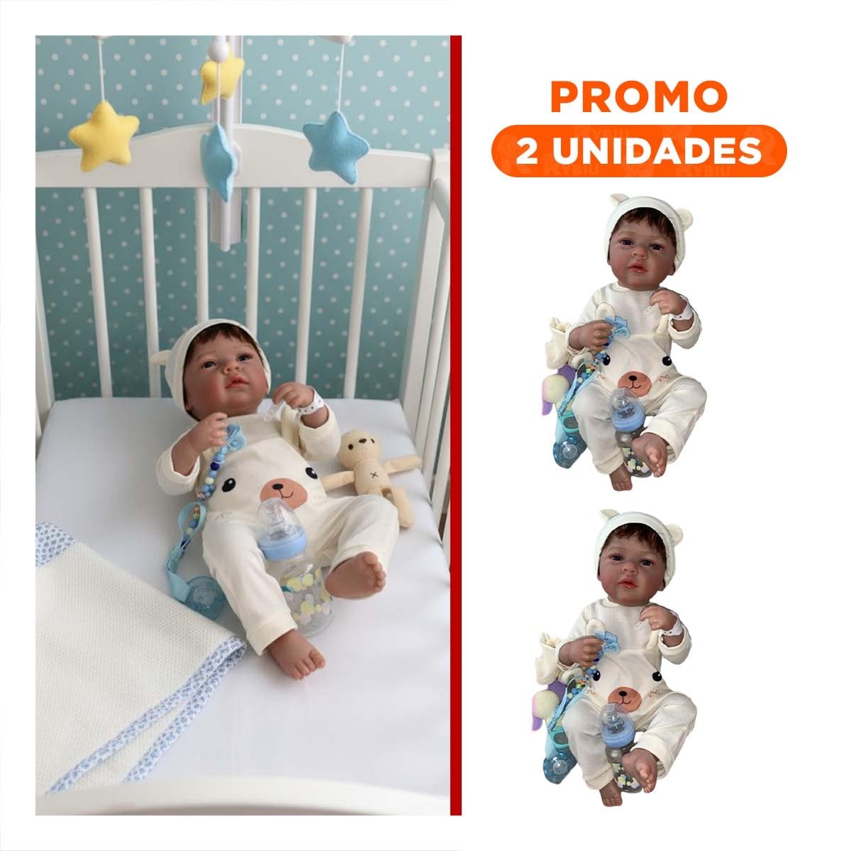 PACK2 PEQUEÑO COMPAÑERO 48CM CON ENTERIZO CONEJITO BEIGE PARA UN RECREO SANO - 1