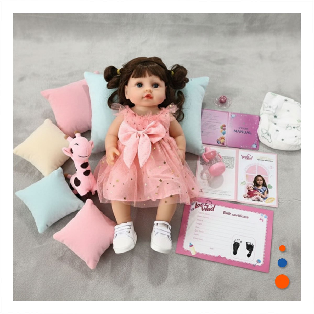 PACK2 TRAJE INFANTIL DECORADO EN TULL ROSADO CON ESTRELLAS 45 CM Y+PAPEL REGALO - 2