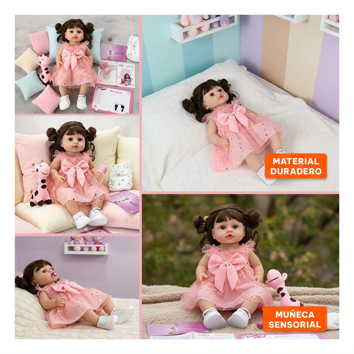PACK2 TRAJE INFANTIL DECORADO EN TULL ROSADO CON ESTRELLAS 45 CM Y+PAPEL REGALO - 3