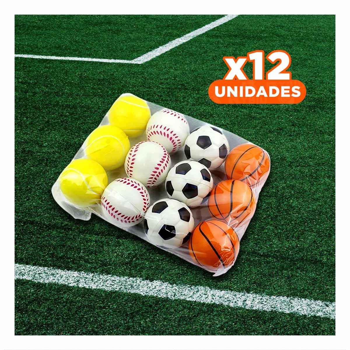 PACK12 PAQUETE DE PELOTAS ANTIESTRES SET12 DEPORTIVO PARA REDUCIR ESTRES DIARIO Y+PAPEL REGALO - 1
