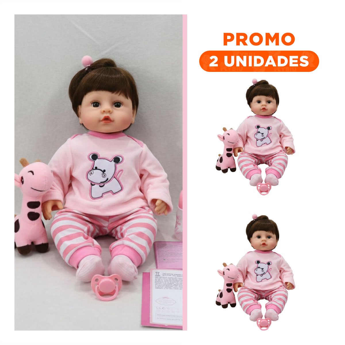 PACK2 PRENDA SUAVE ROSADA PARA BEBE HIPO CON PANTALON A RAYAS - 1