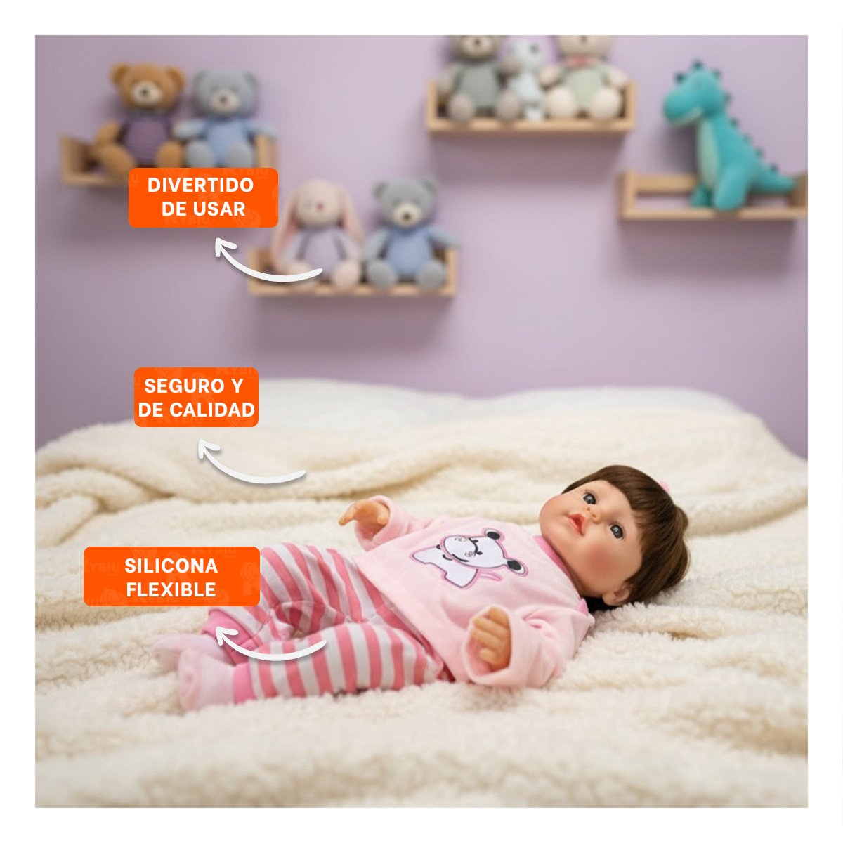 PACK2 PRENDA SUAVE ROSADA PARA BEBE HIPO CON PANTALON A RAYAS - 5