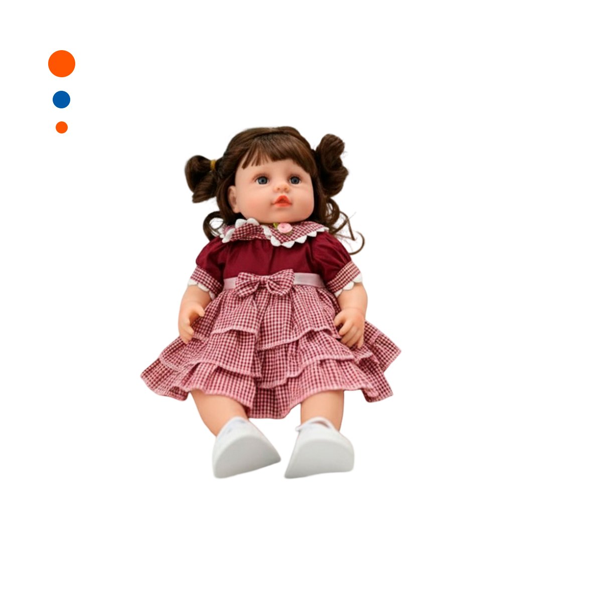 PACK2 RECIEN NACIDA SINTETICA CON VESTIDO VOLADOS GUINDA EN SU CASA Y+REGALO STICKER - 2