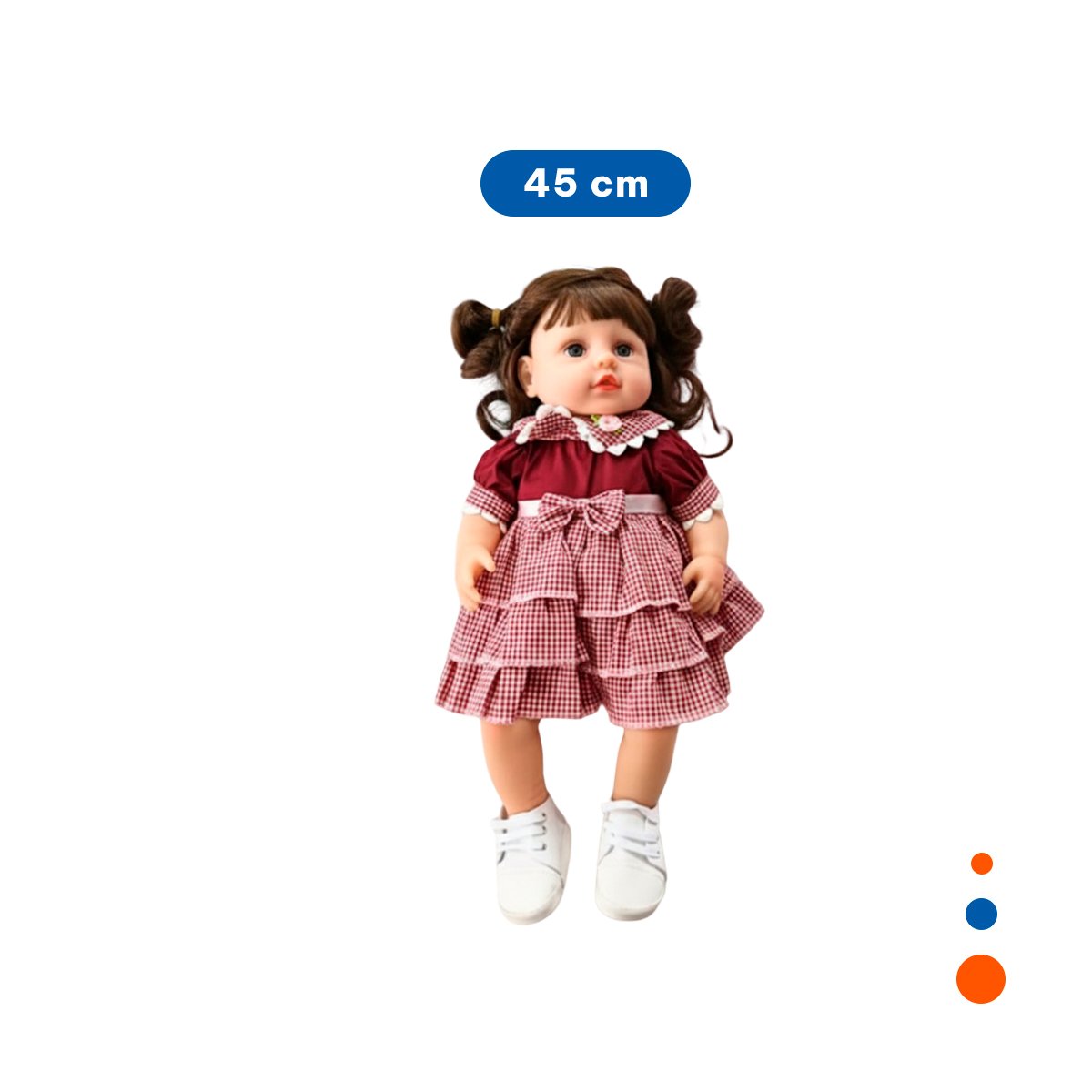 PACK2 RECIEN NACIDA SINTETICA CON VESTIDO VOLADOS GUINDA EN SU CASA Y+REGALO STICKER - 4