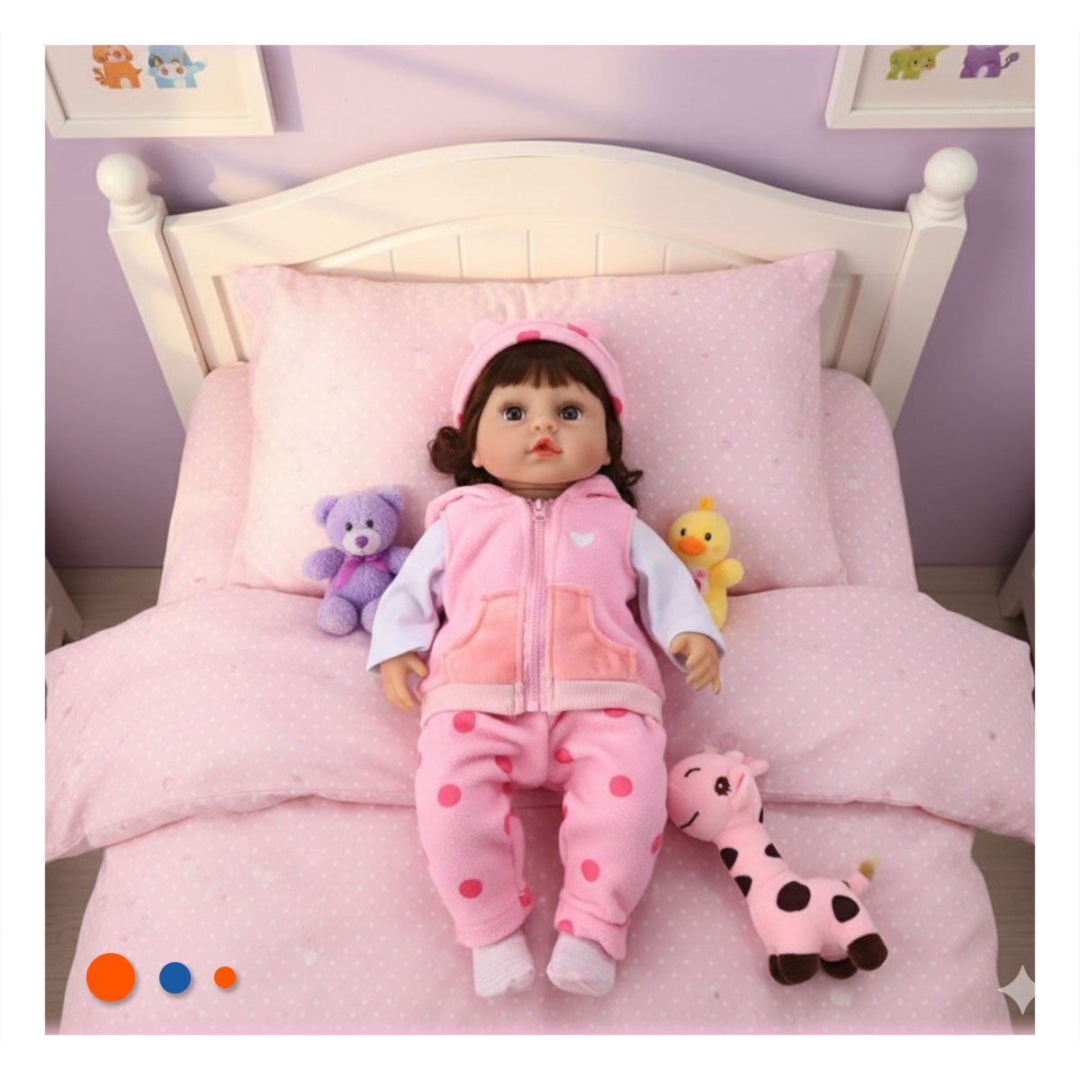 PEQUEÑA COMPAÑERA CON CHALECO Y PANTALON PUNTOS ROSADO EN SU DOMICILIO Y+REGALO STICKER - 2