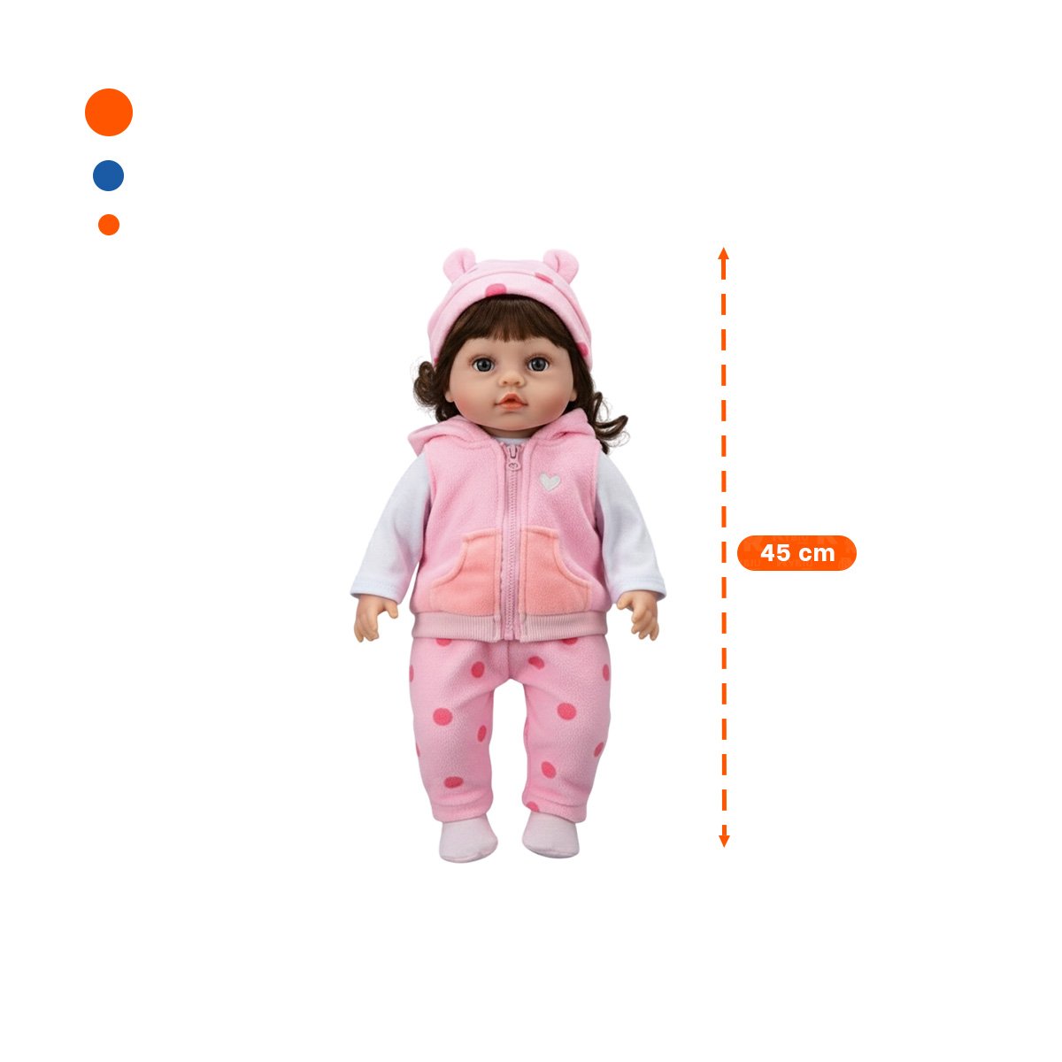 PEQUEÑA COMPAÑERA CON CHALECO Y PANTALON PUNTOS ROSADO EN SU DOMICILIO Y+REGALO STICKER - 4