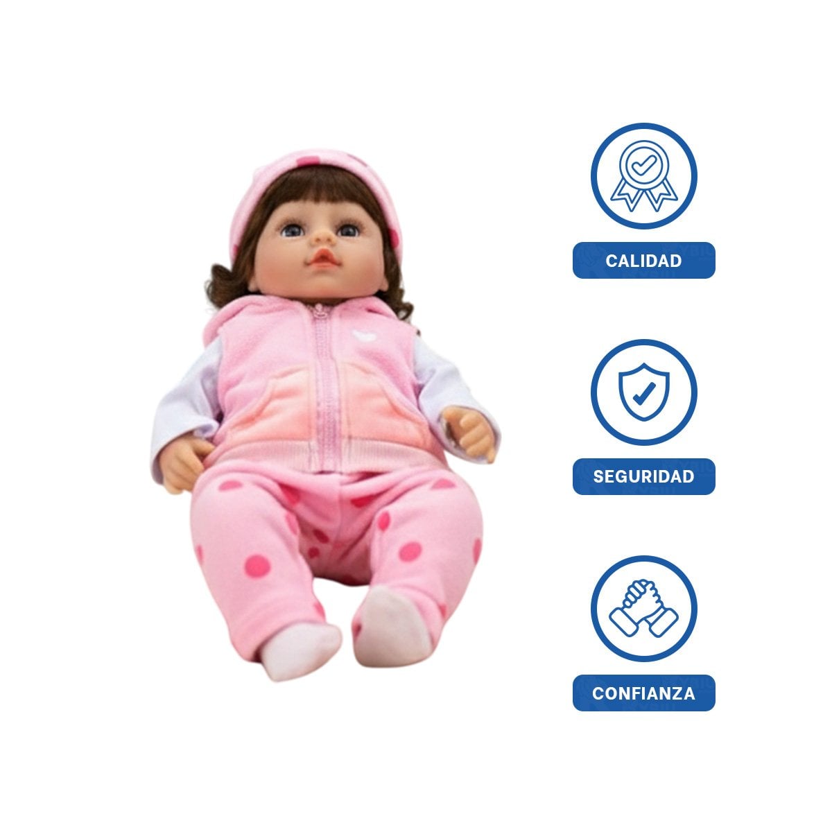 PEQUEÑA COMPAÑERA CON CHALECO Y PANTALON PUNTOS ROSADO FELICIDAD DE HIJOS Y+LIGAS REGALO - 3