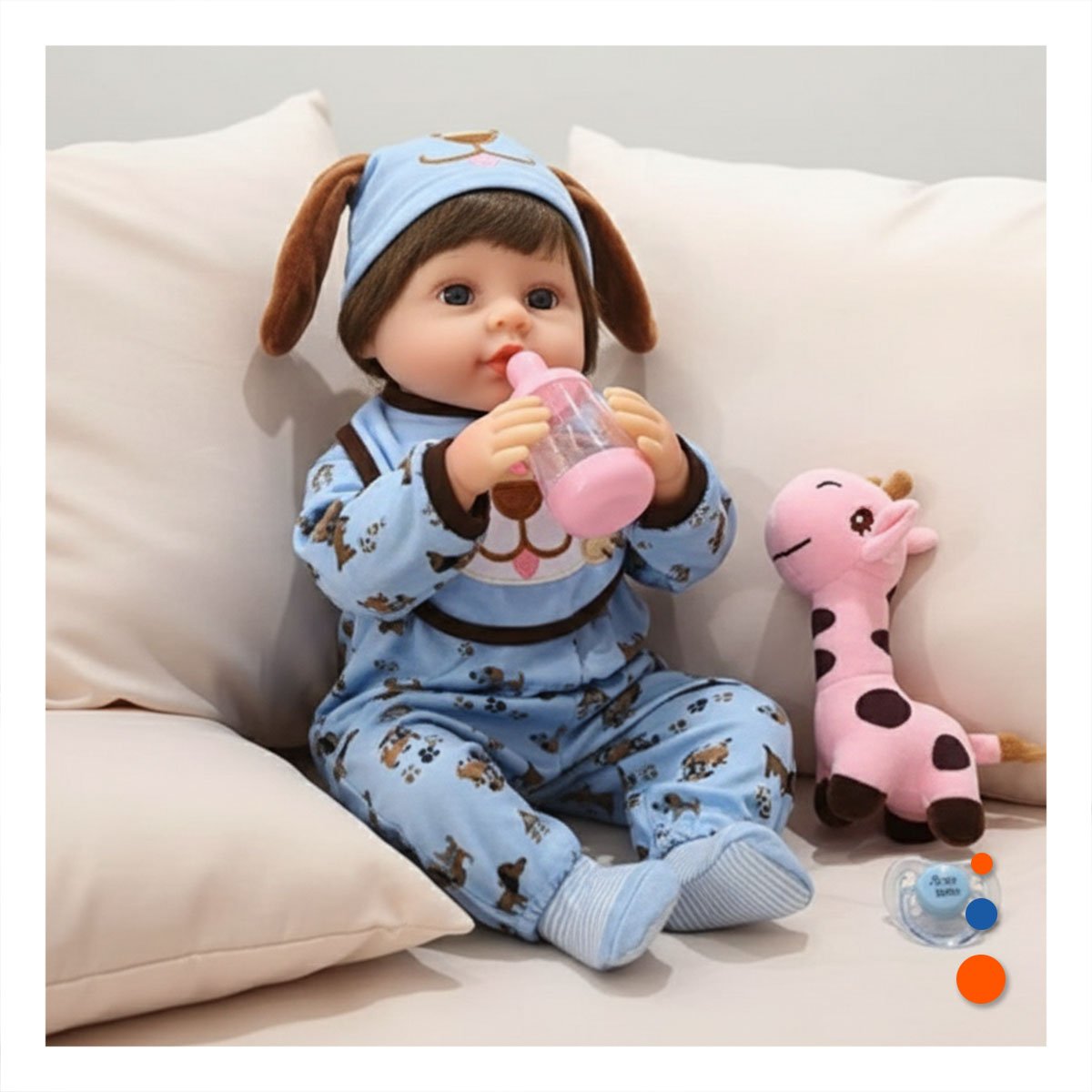 PACK2 ROPA BEBE CELESTE DULCE CON DISENO PERRO BABERO Y CORAZONES Y+PAPEL REGALO - 2