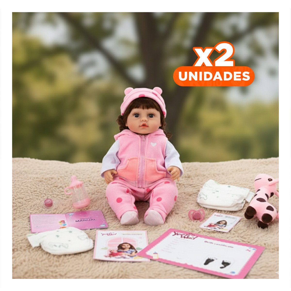 PACK2 RECIEN NACIDA SINTETICA CON CHALECO Y PANTALON PUNTOS ROSADO EN SU CASA Y+REGALO STICKER - 1