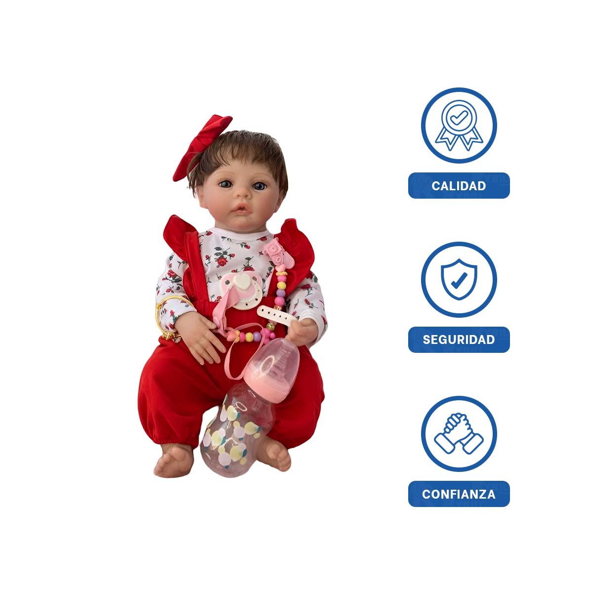 PEQUEÑA COMPAÑERA CON POLO FLORES Y LAZO ROJO PARA BRINDAR FELICIDAD A HIJOS Y+LIGAS REGALO - 3