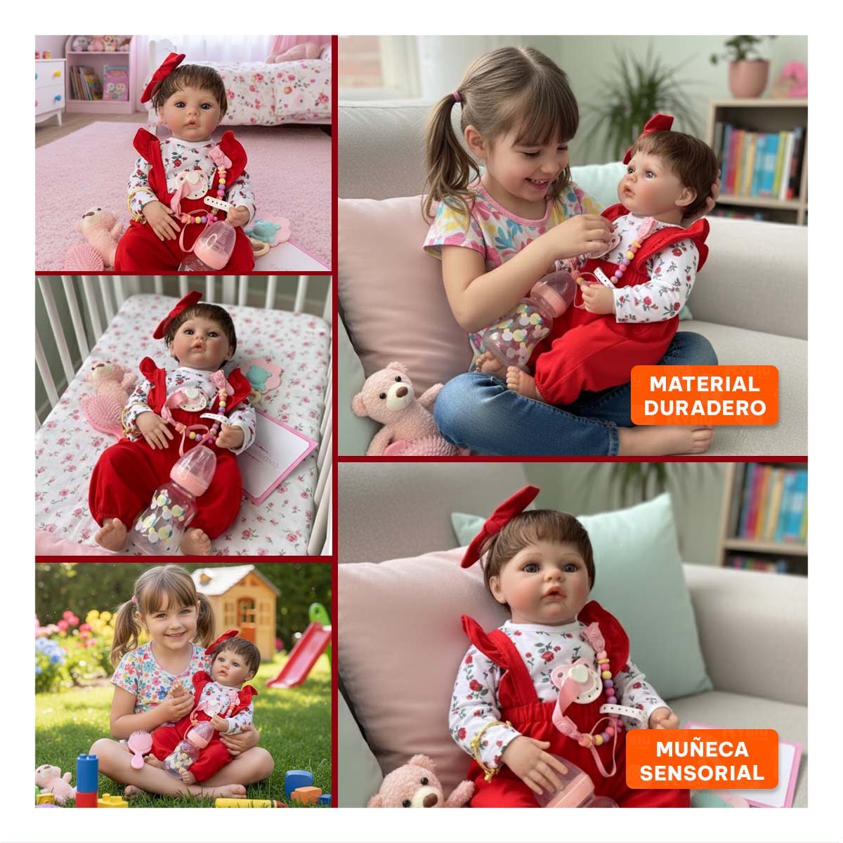 PEQUEÑA COMPAÑERA CON POLO FLORES Y LAZO ROJO PARA BRINDAR FELICIDAD A HIJOS Y+LIGAS REGALO - 5