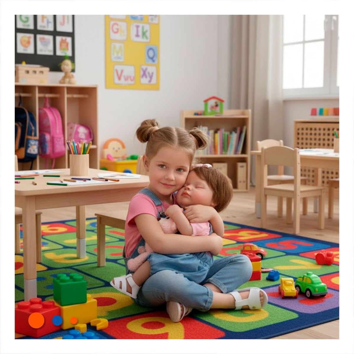 PACK2 PEQUEÑA COMPAÑERA 48CM CON OVEROL ROSADO Y CELESTE PARA UN RECREO SANO - 3