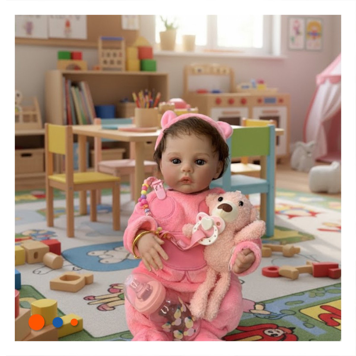 PEQUEÑA COMPAÑERA 48CM CON PIJAMA ENTERIZO Y GORRO ROSADO EN SU DOMICILIO Y+REGALO STICKER - 2