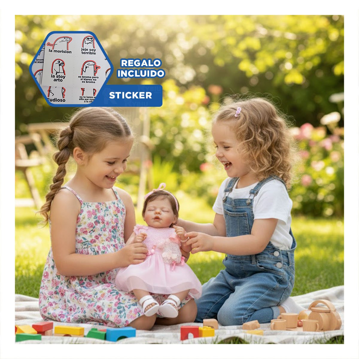 PEQUEÑA COMPAÑERA 48CM CON VESTIDO TULL Y VINCHA ROSADO EN SU DOMICILIO Y+REGALO STICKER - 1