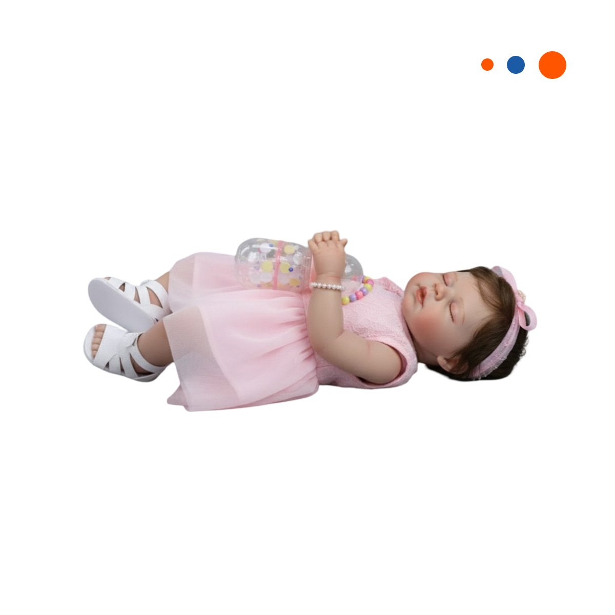 PEQUEÑA COMPAÑERA 48CM CON VESTIDO TULL Y VINCHA ROSADO EN SU DOMICILIO Y+REGALO STICKER - 3