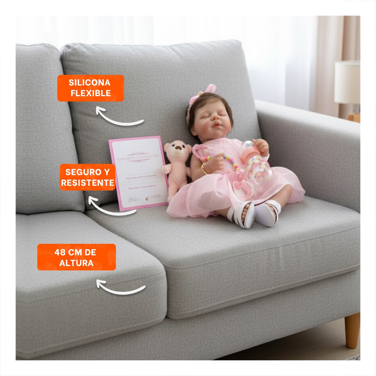 PEQUEÑA COMPAÑERA 48CM CON VESTIDO TULL Y VINCHA ROSADO EN SU DOMICILIO Y+REGALO STICKER - 5