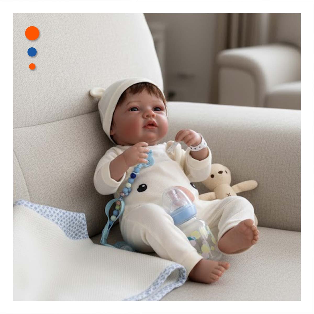PEQUEÑO COMPAÑERO 48CM CON ENTERIZO CONEJITO BEIGE CON MUCHA ARMONIA Y+POST IT - 3