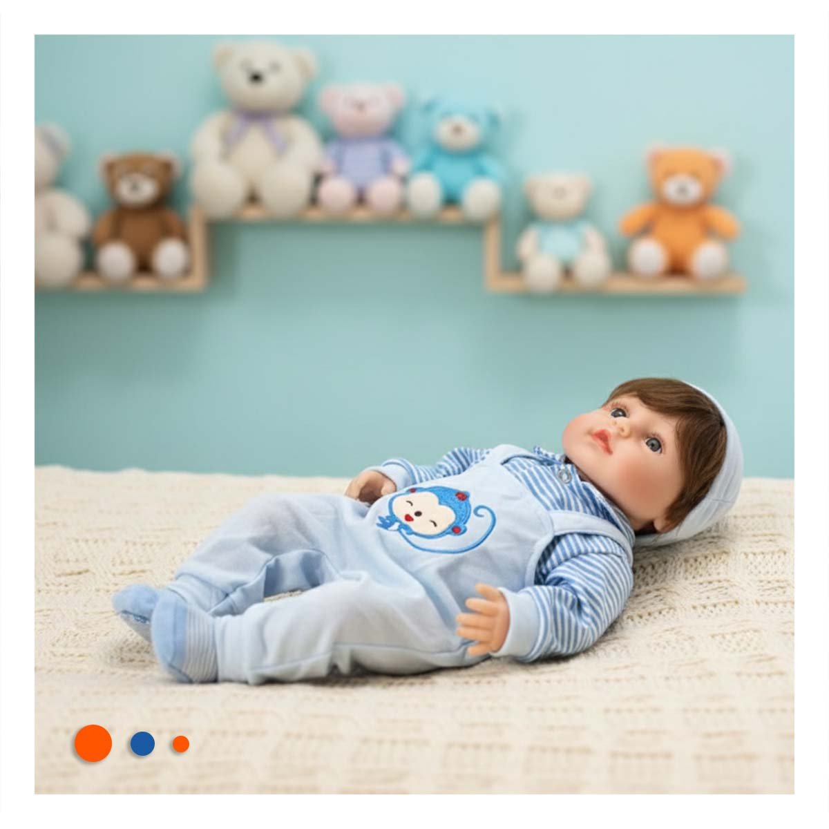 OVERALL BEBE CELESTE CON POLO RAYAS DISENO SUAVE PARA USO DIARIO Y+REGALO STICKER - 2