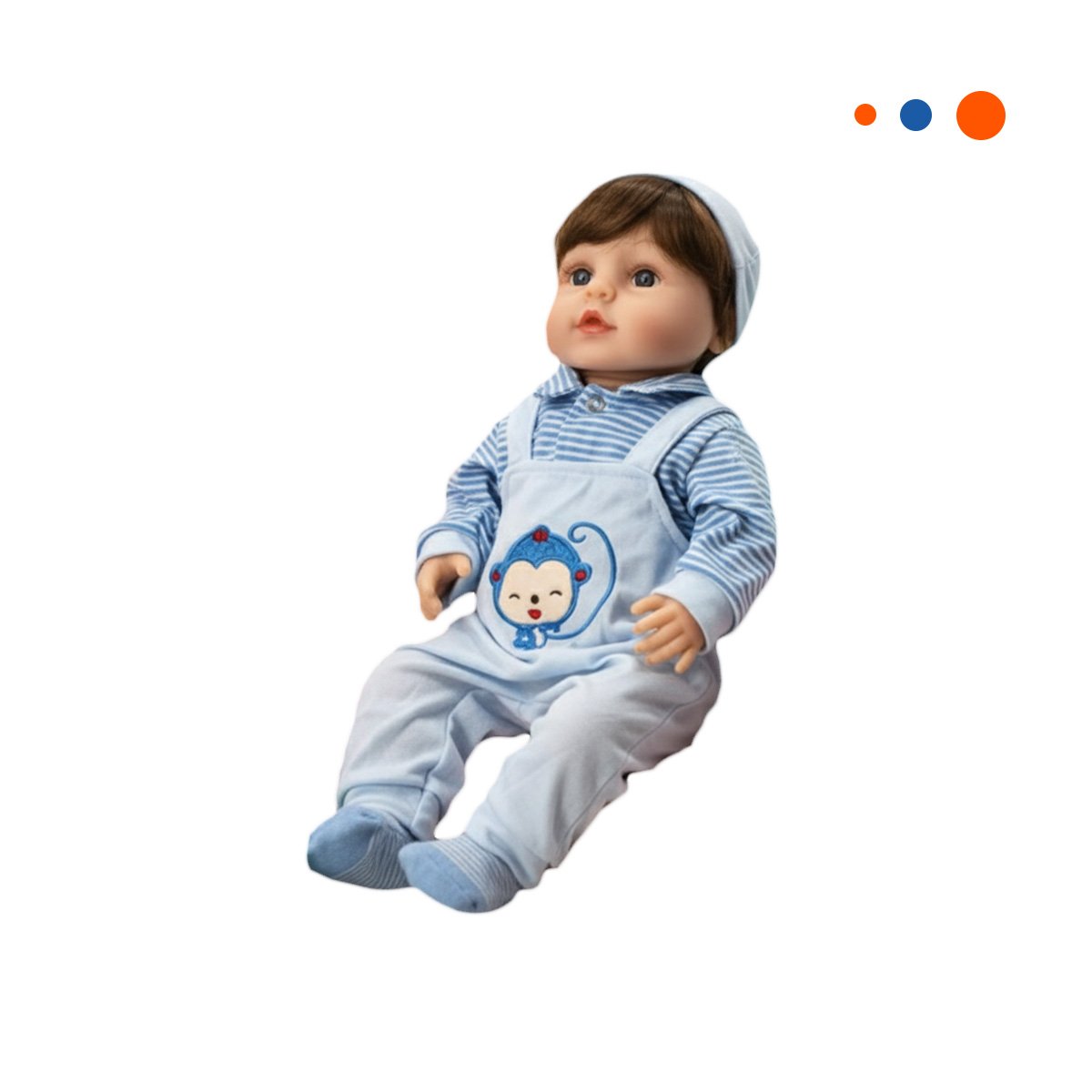 OVERALL BEBE CELESTE CON POLO RAYAS DISENO SUAVE PARA USO DIARIO Y+REGALO STICKER - 3
